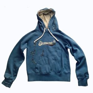 Element Blue Floral Embroidered Pullover Hoodie Sweatshirt Size XS